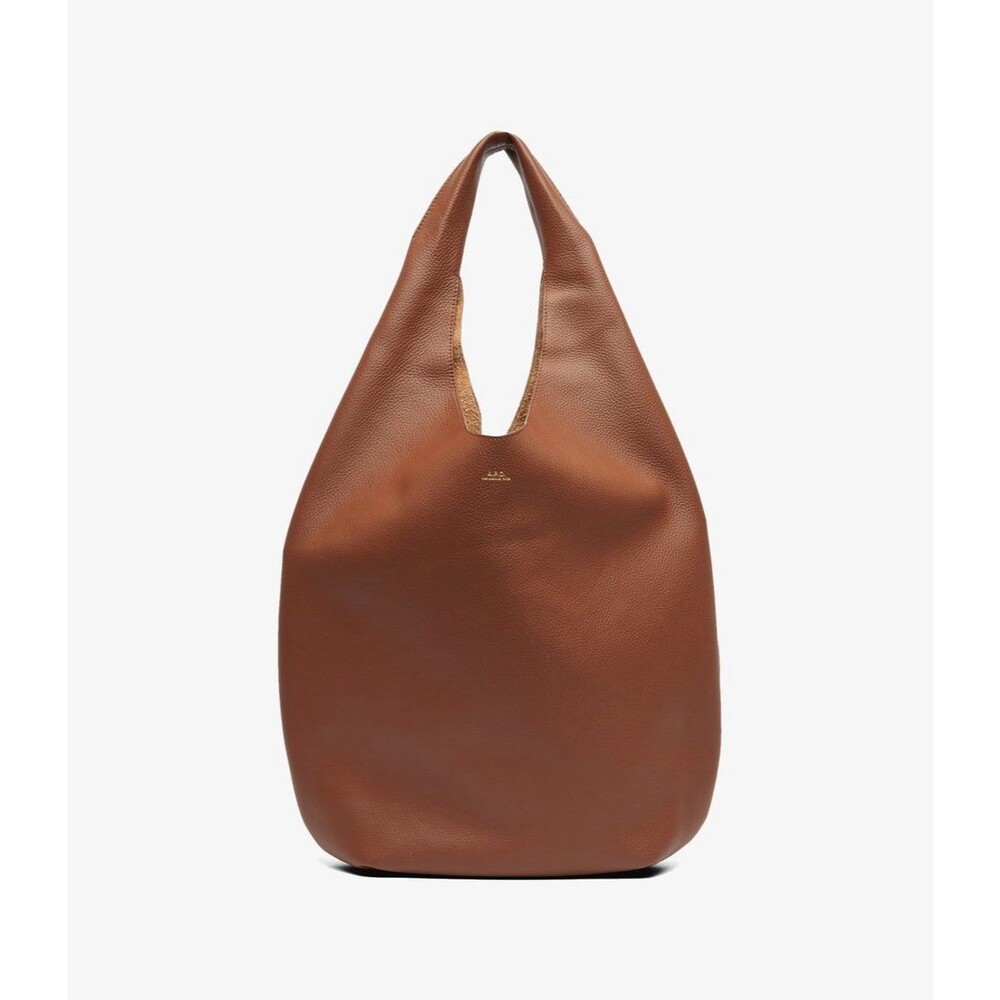 A.P.C. Le Neige Grained Leather Hobo Shoulder Bag Tote Rhum Brown Good Condition